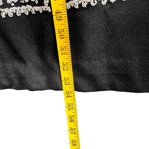 Vintage Maxi Dress Size 16-1/2 60s 70s Sleeveless Black White Stones Trees Avon - Picture 12 of 16